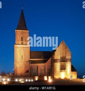 Illuminated Martini church in the evening, Emmerich am Rhein, Lower Rhine, North Rhine-Westphalia, Germany Stock Photo