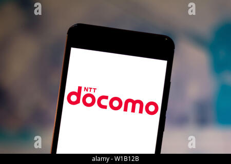 Brazil. 10th June, 2019. In this photo illustration the NTT DoCoMo logo is seen displayed on a smartphone. Credit: Rafael Henrique/SOPA Images/ZUMA Wire/Alamy Live News Stock Photo