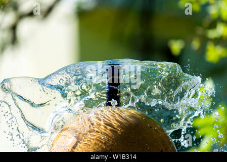 Freeze frame of water spashing out of a fountain. Stock Photo