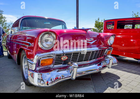 1956 Chevrolet Belair, Vintage Collector Car Show, Canada Day, Shipbuilder's Square, North Vancouver, British Columbia, Canada Stock Photo