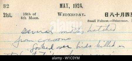Archive image from page 49 of Diary, January 27, 1924 to. Diary, January 27, 1924 to September 21, 1924 . DiaryJanuary27100Grah Year: 1924 Stock Photo