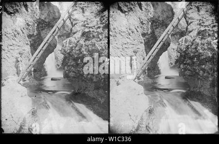 Crystal Cascade between upper and lower Falls. Yellowstone National Park. Stock Photo