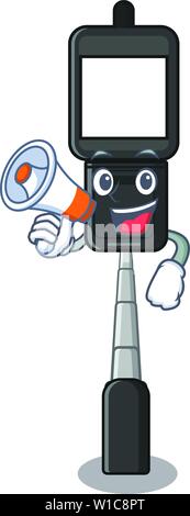 With megaphone cell phone holder in cartoon shape Stock Vector