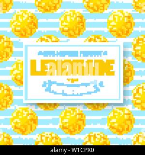 Refreshing lemonade - vector banner. Seamless background with lemons and label with text. Stock Vector