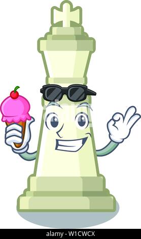 With ice cream chess king on a the mascot Stock Vector