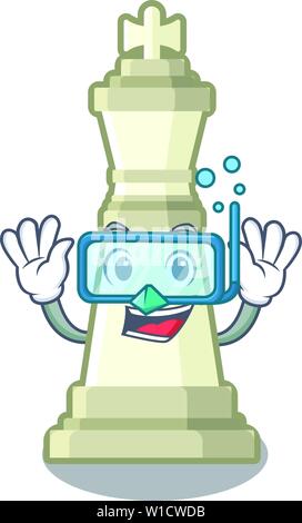Diving chess king on a the mascot Stock Vector