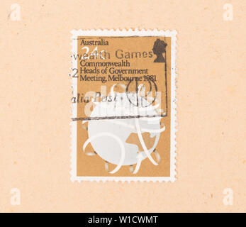 AUSTRALIA - CIRCA 1981: A stamp printed in Australia shows an image of the world, circa 1981 Stock Photo