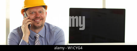 Foreman Sketching Architect Blueprint Making Deal Stock Photo