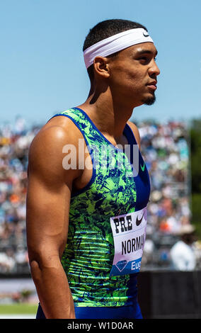 Stanford, CA. 30th June, 2019. Michael Norman waiting at the starting line for the Men's 400 M during the Nike Prefontaine Classic at Stanford University Palo Alto, CA. Thurman James/CSM/Alamy Live News Stock Photo