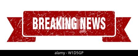 breaking news grunge ribbon. breaking news sign. breaking news banner Stock Vector