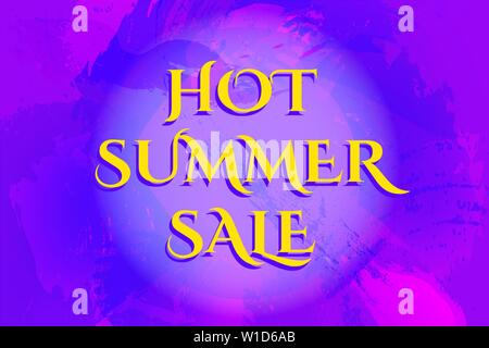 Abstract purple blue background with Hot summer sale text in a circle. Poster template, sales. Editable vector 10 EPS Stock Vector