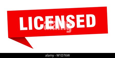 licensed speech bubble. licensed sign. licensed banner Stock Vector