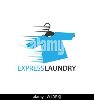 Express dry cleaning icon, laundry flat design logo Stock Vector