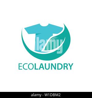 Eco Laundry Dry Cleaner Logo Design Template Vector Stock Vector