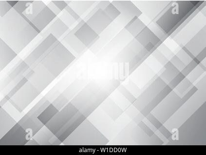Abstract white and gray squares shape geometric overlapping background. Vector illustration Stock Vector