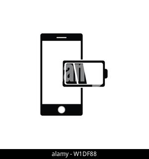 Mobile phone low battery charge. Mobile phone icon vector in modern flat style for web, graphic and mobile design Stock Vector