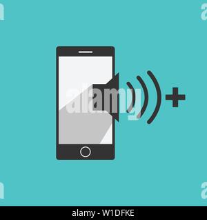 Volume up Mobile phone icon vector in modern flat style for web, graphic and mobile design Stock Vector