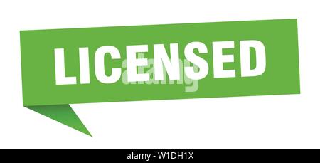licensed speech bubble. licensed sign. licensed banner Stock Vector