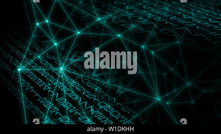 Cyber security threat, artificial intelligence digital warfare future, connected artificial intelligence threat Stock Photo