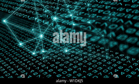 Coding background, cybersecurity IT, connections abstract digital chaos Stock Photo