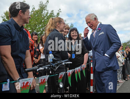 The Prince of Wales during a visit to the South Wales Police Headquarters to celebrate their 50th anniversary and meet officers from various units. Stock Photo