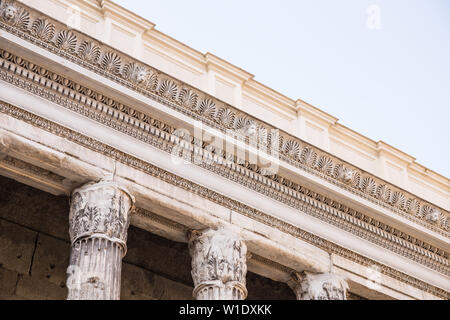 Detail of entablature and columns from The Temple of Hadrian, in Rome, Italy. Stock Photo