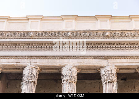 Detail of entablature and columns from The Temple of Hadrian, in Rome, Italy. Stock Photo