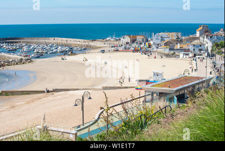 Lyme Regis, Dorset, UK. 2nd July 2019. UK Weather: A beautiful morning of warm sunshine and bright blue skies at the seaside resort of Lyme Regis. The glorious sunny weather is set to continue for the rest of the week.  Credit: Celia McMahon/Alamy Live News. Stock Photo