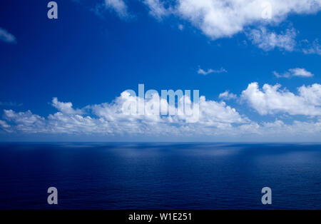 clouds over ocean, natural background of mostly sky Stock Photo
