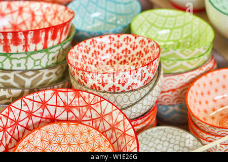 Colorful ceramic plates for sale in Marrakech, Morocco Stock Photo - Alamy