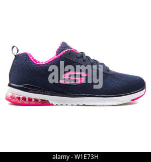 VIENNA, AUSTRIA - AUGUST 25, 2017: Skechers Skech Air Infinity navy blue and pink sneaker on white background. Stock Photo
