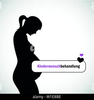 Pregnant woman silhouette child wish treatment vector illustration Stock Vector