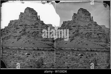 Green River. Canyon of Desolation. Shows canyon wall with river at the foot of it flowing smoothly. Old nos. 364, 342, 753. Stock Photo