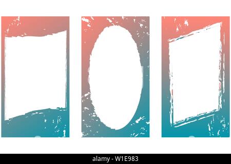 Editable templates set. Vertical frames 16 : 9 ratio. Color - gradient from blue to Coral. For mobile apps, sites, stories, banners. Stock Vector