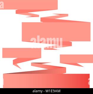 Flat design ribbons and banners vector template design elements set. Coral colors. Stock Vector