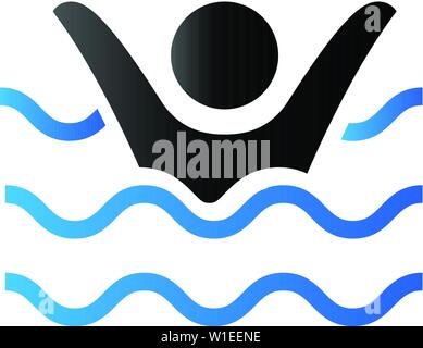 Drowned man icon in duo tone color. People accident water sea Stock Vector