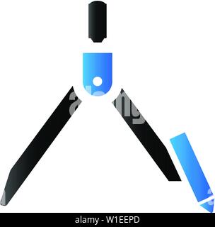 Drawing compass icon in duo tone color. Illustration painting work tool Stock Vector