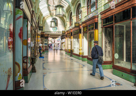 The Royal Arcade designed by architect George Skipper in Arts and Crafts style in the nineteenth century, Norwich, Norfolk, England, United Kingdom Stock Photo