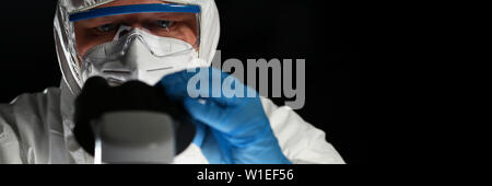 Chemistry Scientist Using Medical Microscope Stock Photo
