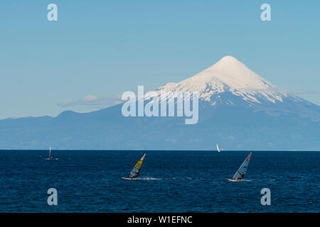 Llanquihue and Volcan Osorno, Puerto Varas, Chilean Lake District, Los Lagos, Chile, South America Stock Photo