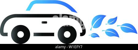 Green car icon in duo tone color. Low emission electric vehicle Stock Vector