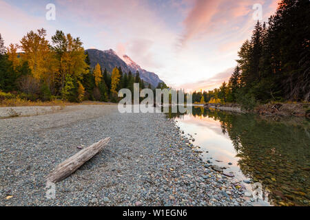 Sunset at Avalanche Creek, Glacier National Park, Montana, United States of America, North America Stock Photo