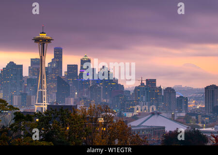 View of the Space Needle from Kerry Park, Seattle, Washington State, United States of America, North America Stock Photo