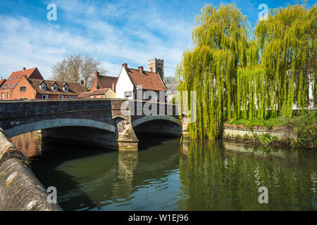 A view of Fye Bridge crossing the River Wensum in the City of Norwich, Norfolk, England, United Kingdom, Europe Stock Photo