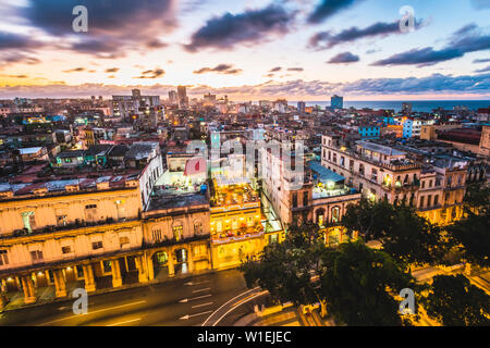 La Habana skyline at sunset, Havana, Cuba, West Indies, Caribbean, Central America Stock Photo