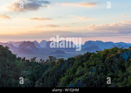 Views over Krabi from the Tiger Temple cave in Krabi, Thailand, Southeast Asia, Asia Stock Photo