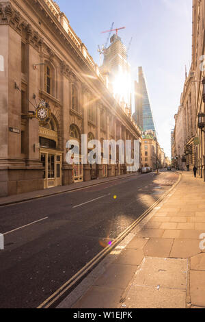 City of London, Cornhill, Liverpool Street, financial district of the City of London with The Shard in the background, London, England, United Kingdom Stock Photo