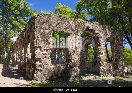Historic military ruins, Pigeon Island National Landmark, Gros Islet, St. Lucia, Windward Islands, Lesser Antilles, West Indies, Caribbean Stock Photo