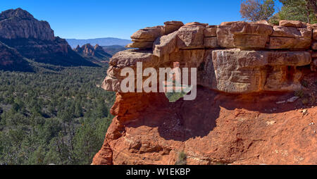 Close up of the Merry Go Round Arch east of Mitten Ridge in Sedona, Arizona, United States of America, North America Stock Photo