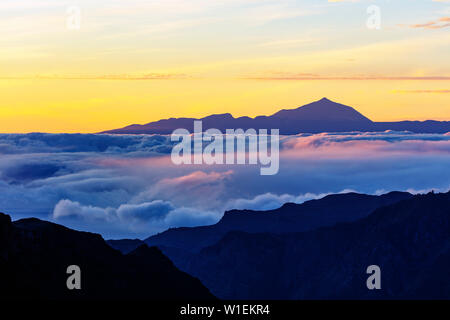 Pico Teide, 3718m, on Tenerife, highest mountain in Spain, Gran Canaria, Canary Islands, Spain, Atlantic, Europe Stock Photo
